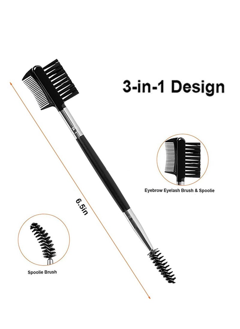 SYOSI Eyebrow Eyelash Shaper Eyelash Comb and Eyebrow Brush Dual Comb Eyebrow Brush Double Head Eyebrow Brush Eyebrow Eyelash Makeup Grooming Tool for Women Girls Cosmetic Travel (Black)  - Image 2