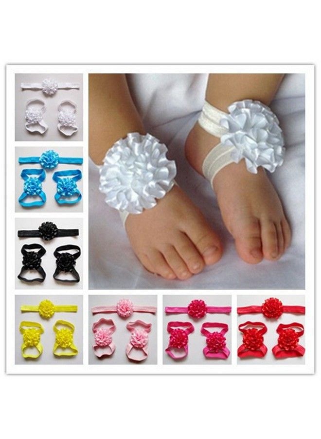 LD DRESS Cute Baby Elastic Headband And Foot Flower (22) (Royal Blue)  - Image 3