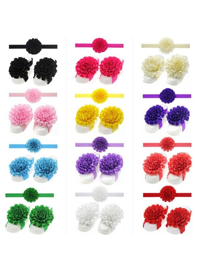 LD DRESS Cute Baby Elastic Headband And Foot Flower (22) (Royal Blue)  - Image 4