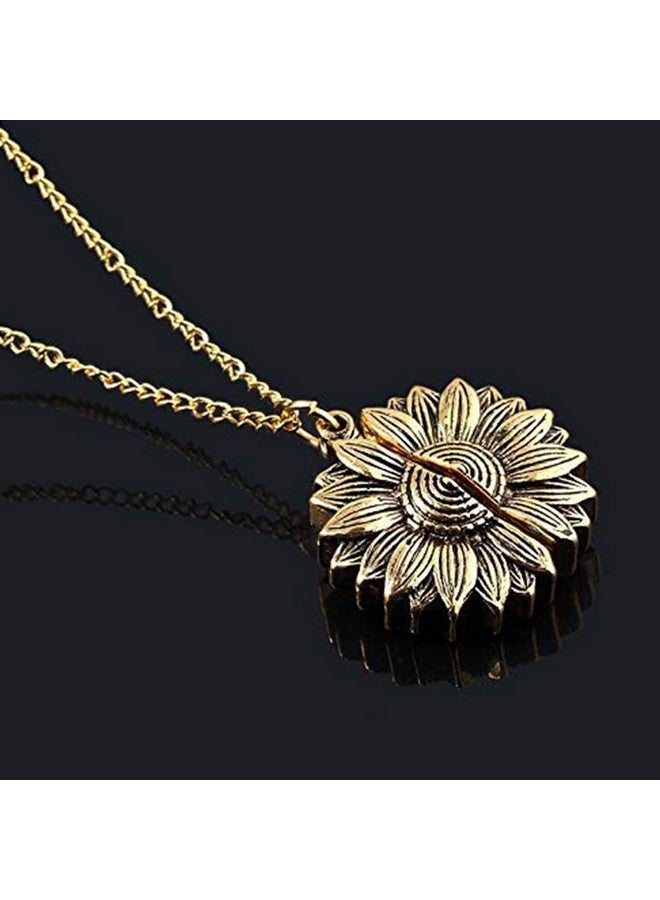 Mahi 'You are My Sunshine' engraved Hidden Message Silver Golden Sunflower Pendant Locket for Women (PS1101854M) - Image 4