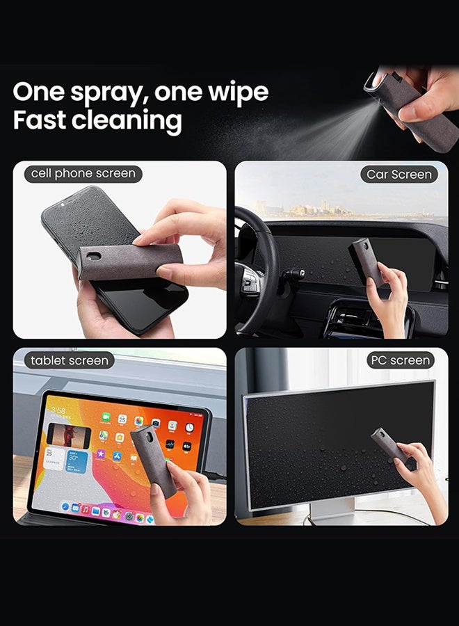 SUNDAREE 3 قطع منظف شاشة، منظف رذاذ لشاشة اللمس، شاشة الهاتف المحمول والكمبيوتر المحمول والكمبيوتر اللوحي، بخاخ 3 في 1 وقطعة قماش من الألياف الدقيقة، قابلة لإعادة التعبئة بالماء والكحول والمطهر - Image 2
