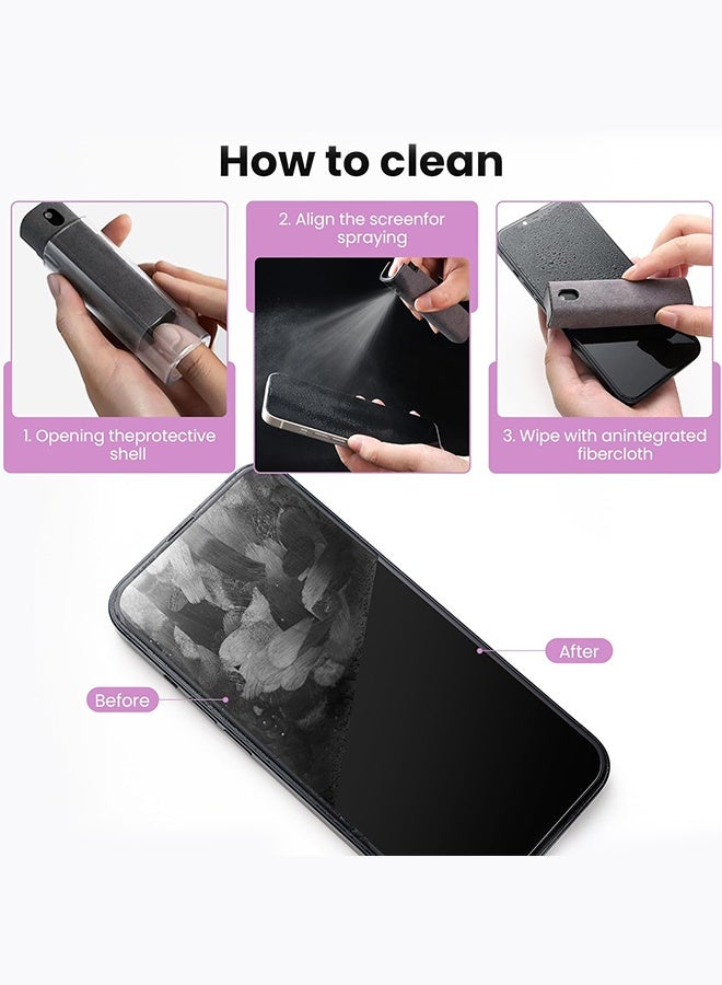 SUNDAREE 3 قطع منظف شاشة، منظف رذاذ لشاشة اللمس، شاشة الهاتف المحمول والكمبيوتر المحمول والكمبيوتر اللوحي، بخاخ 3 في 1 وقطعة قماش من الألياف الدقيقة، قابلة لإعادة التعبئة بالماء والكحول والمطهر - Image 4