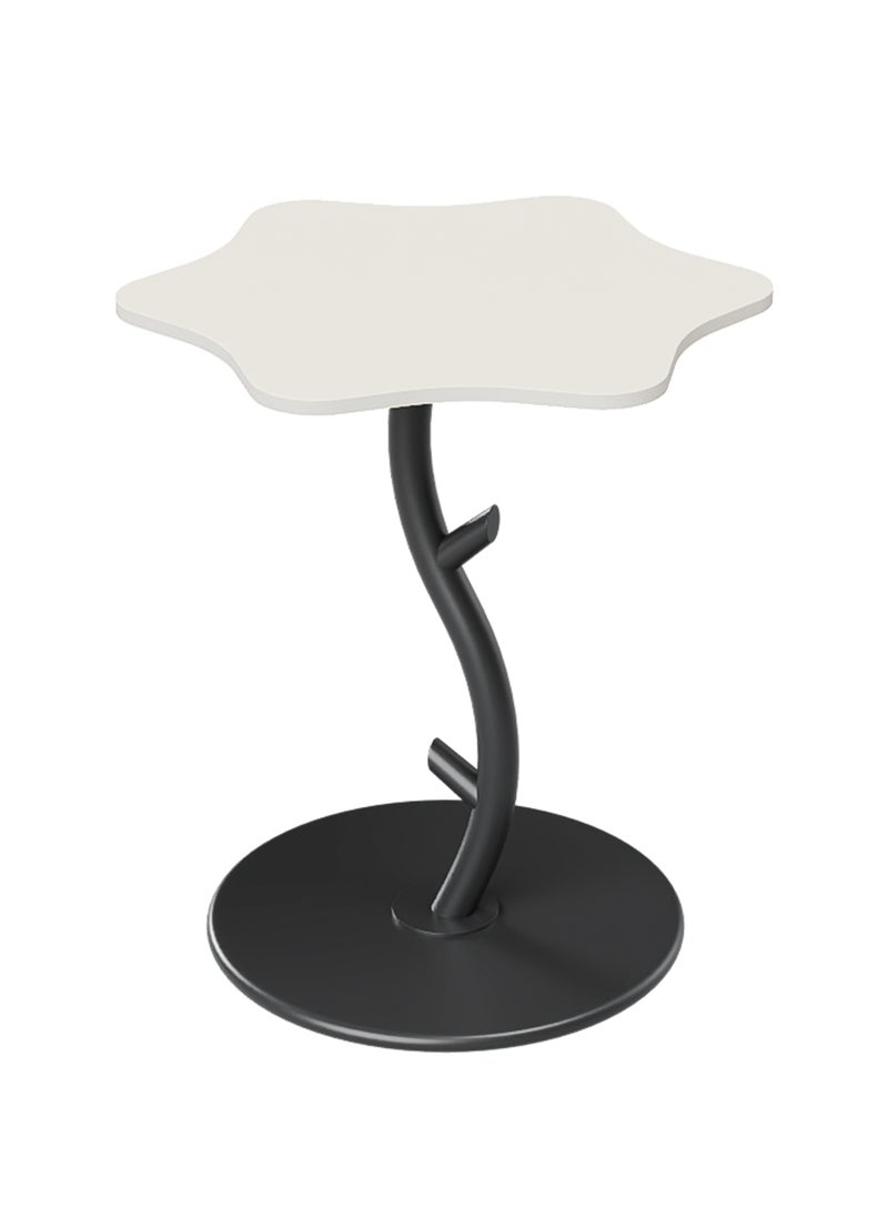 Sharpdo SHARPDO Flower Shape Side Table Carbon Steel Bracket Coffee Table/Tempered Glass Side Table Bedside Table Small Accent Table for Couch Living Room Bedroom Rock Slab Desktop  45*36*50cm - Image 1