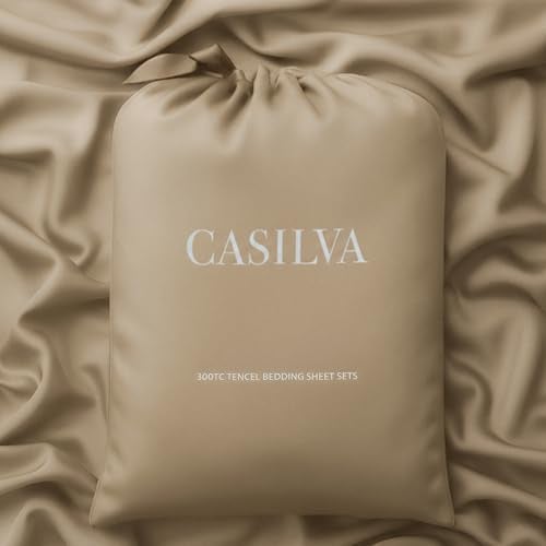 CASILVA Eucalyptus Sheets Infused with Silver for AntiOdor Softer Than Silk Fibers More Cooling Than Cotton Perfect for Hot Sleepers Sensitive Skin 100 Tencel Lyocell Queen Sheet Set - Image 1