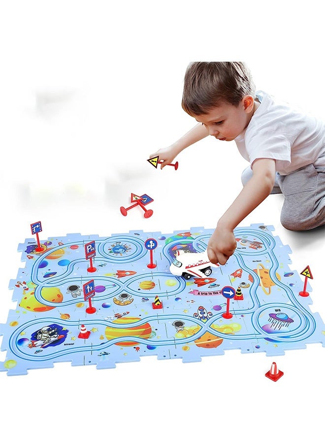Peachjoy New Plastic Puzzles for Kids Ages 3-5 with A Cute Vehicle, Toddler Puzzles Gift, Critical Thinking Educational Toys, Toys for 3 4 5 6 Year Old Boys Girls, Fun Race Car Track Montessori Toys for Kids  - Image 1