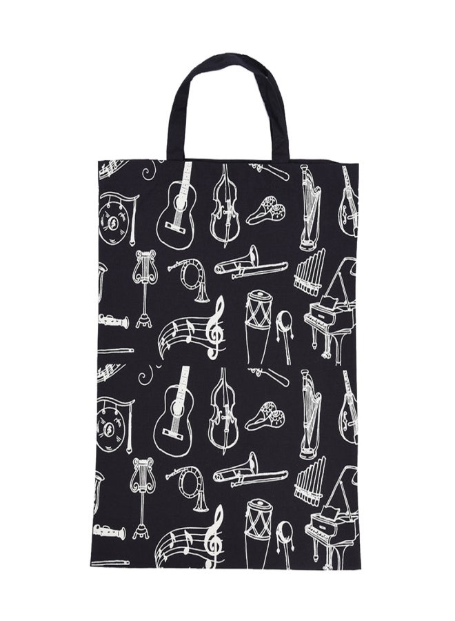 Cartoon Muscial Instruments Patterns Washable Cotton Cloth Handbag Music Tote Shoulder Grocery Shopping Bag for Students Girls  - Image 2