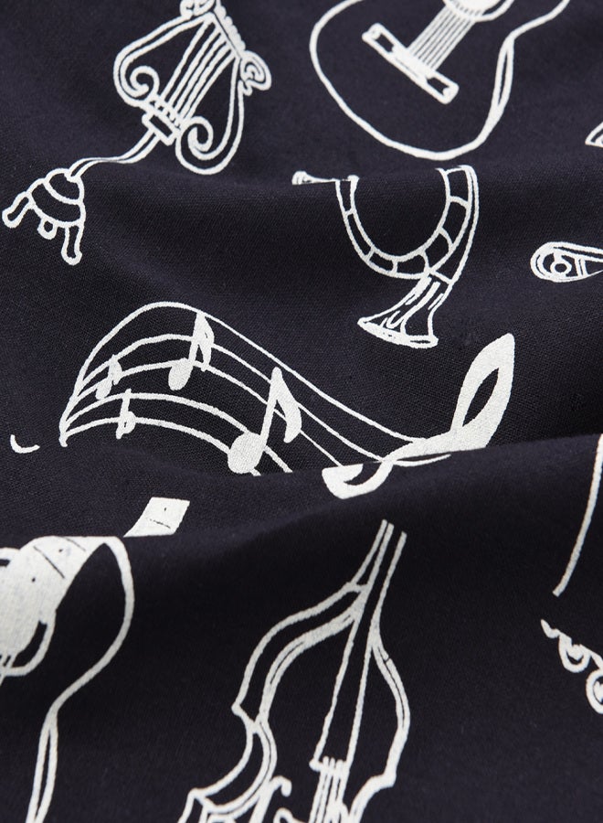Cartoon Muscial Instruments Patterns Washable Cotton Cloth Handbag Music Tote Shoulder Grocery Shopping Bag for Students Girls  - Image 4