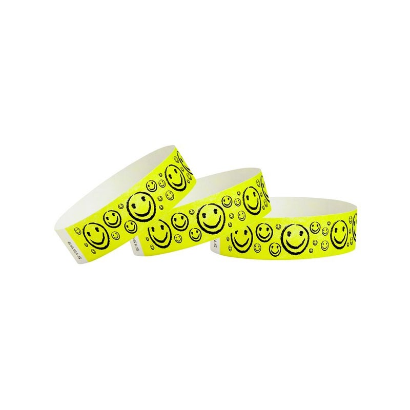 Wristco 500 WristCo Yellow Smiley Face Tyvek Wristbands for Events - ¾” x 10” - Waterproof Recyclable Comfortable Tear Resistant Paper Bracelets Wrist Bands for Concerts Festivals Admission Party - Image 5