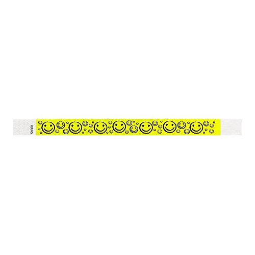 Wristco 500 WristCo Yellow Smiley Face Tyvek Wristbands for Events - ¾” x 10” - Waterproof Recyclable Comfortable Tear Resistant Paper Bracelets Wrist Bands for Concerts Festivals Admission Party - Image 3