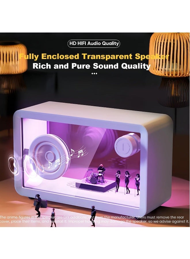 Transparent Bluetooth Speaker, 8W, Bluetooth 5.1/AUX, 5 Modes, 7 RGB Lights, Glass Wireless Speaker, Ideal for Desk & Room Decor, Birthday Gift, White - Image 2