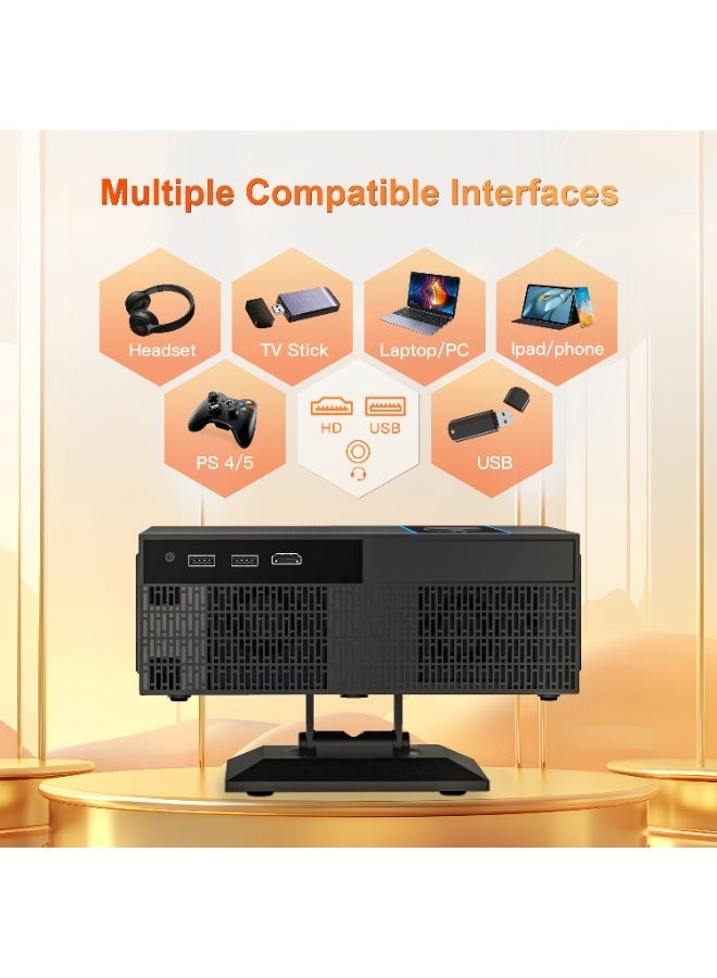Xnano Classic Projector X6 H716 Full HD 4K 1080P Multifunctional Auto Focus, Auto Keystone Correction / Intelligent Obstacle Avoidance / Screen Automatic Alignment / 360°Rotation / Screen Mirroring / Two-Way Bluetooth / Unique Speaker Cavities / Multiple Compatible Interfaces Headset, TV Box, PC, iPad / Phone, PS4 / PS5, USB - Image 4