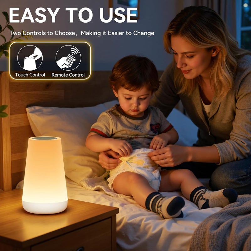 Auxmir Dimmable Touch Baby Night Light, Portable Rechargeable Bedside Lamp for Bedroom & Baby Nursery, 13 RGB Colors with 5 Brightness Levels, Soft Ambient Lighting for Living Room, Bathroom & Hallway - Image 4