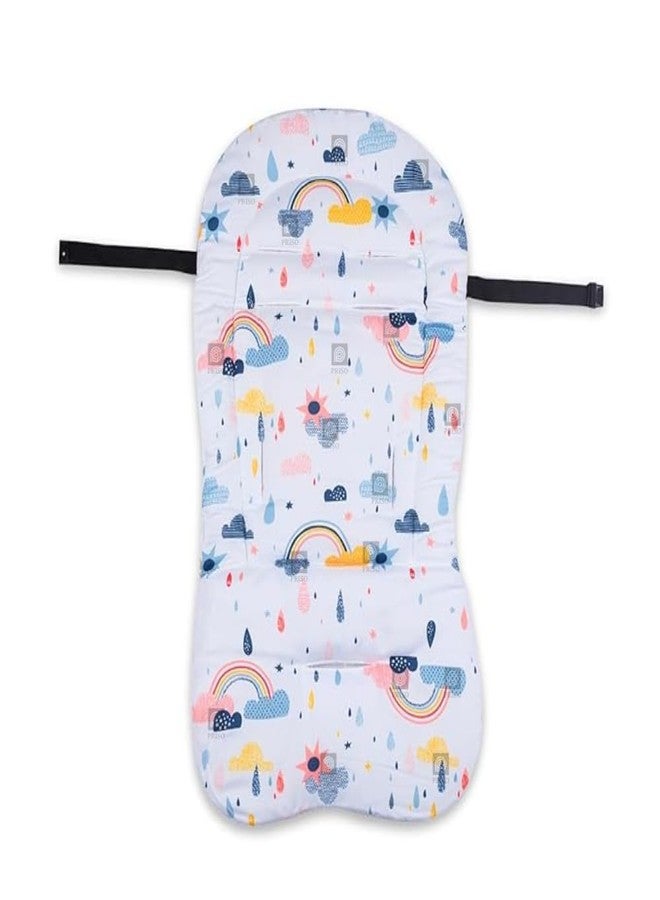 PRISO Newborn Pushchair Stroller High Chair Soft Cushion Dining Chair Liner Non-Slip Mat Pillow Breathable Protector Soft Seat Suede Fabric, Cotton Rainbow Design Cushion. - Image 1
