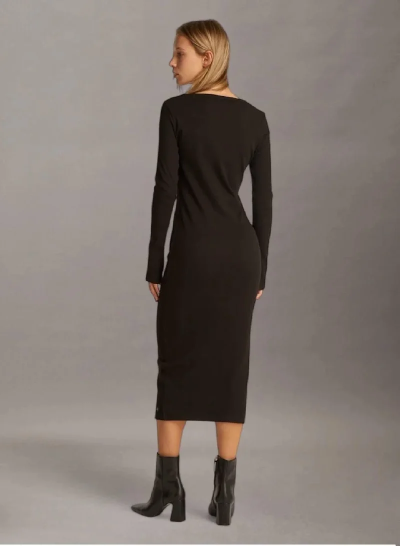 Calvin Klein Jeans Slim Ribbed Buttoned Dress