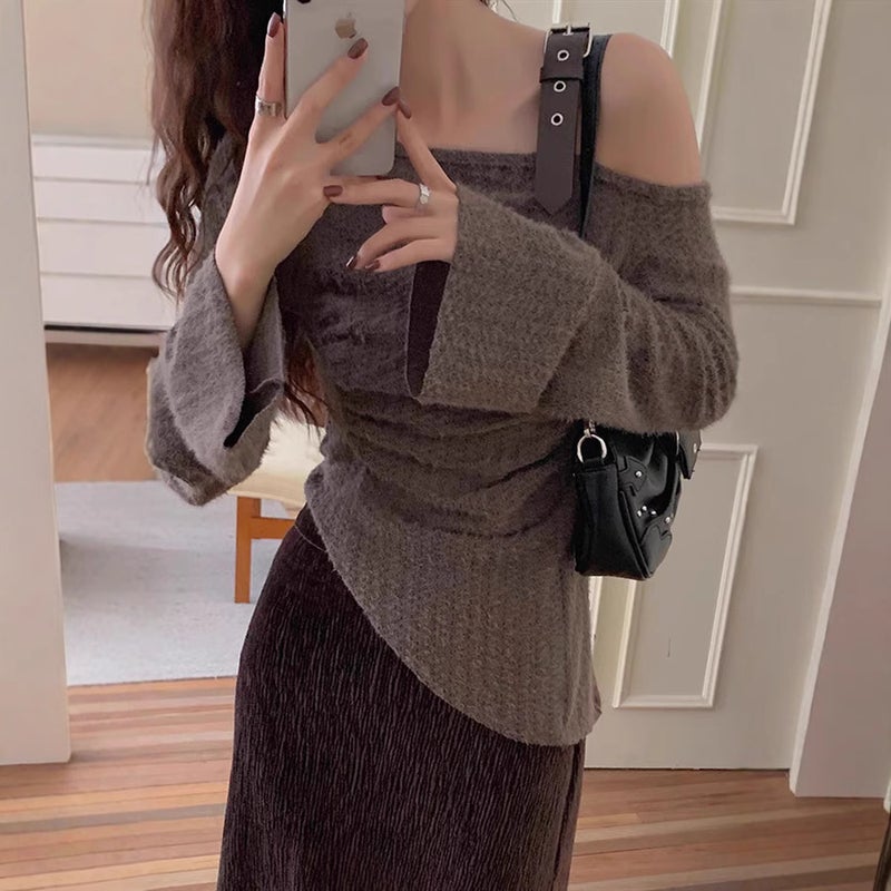 Factory Sanding Base Shirt Pure Spice Girls Shoulder Long Sleeve Top Women'S T-Shirt Autumn Sweater - Image 4