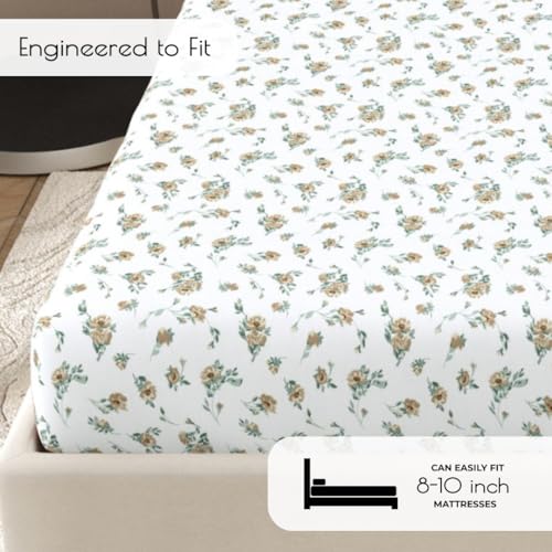 Plumora Double Bed Cotton Bedsheet Queen Size 90x100, 100% Pure Cotton Bed Sheet with 2 Pillow Covers, 240 TC Soft Breathable Floral Design – (Yellow Floral) - Image 5