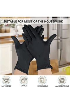 XiuWoo 100 Pcs Disposable Gloves Large, Black  - Image 4