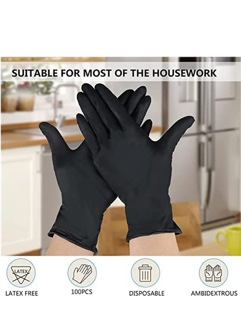 XiuWoo 100 Pcs Disposable Gloves Large, Black  - Image 4