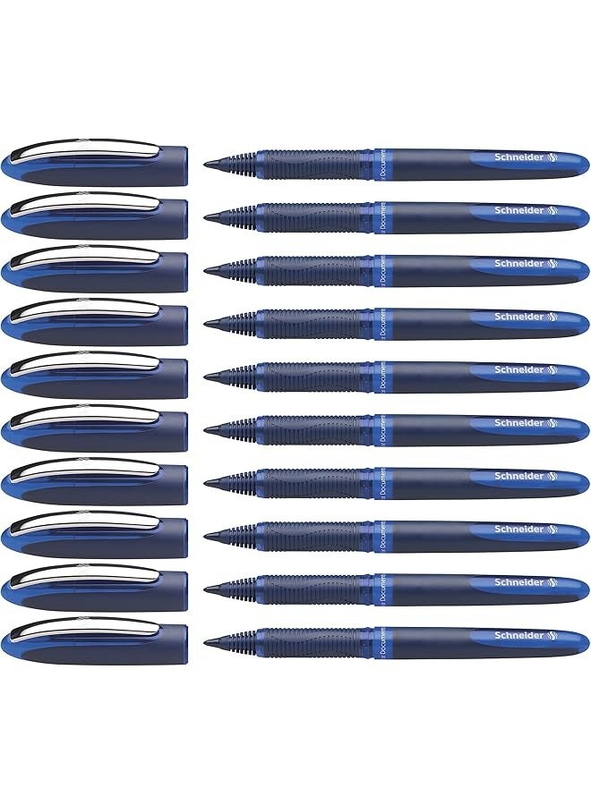 Schneider One Change Rollerball Pen Refillable 0.6 Mm Ultra Smooth Tip Blue White Barrel Blue Ink Box Of 5 Pens 183703  - Image 1