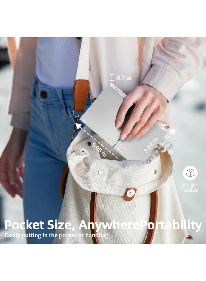 Aookay Arabic & English Foldable Bluetooth Keyboard with Touchpad, Rechargeable Wireless Portable Keyboard, Dual-Mode Bluetooth/USB Wired Pocket-Sized Travel Keyboard for i-O-S, Android, Windows, Mac OS (Moonlight Silver) - Image 4