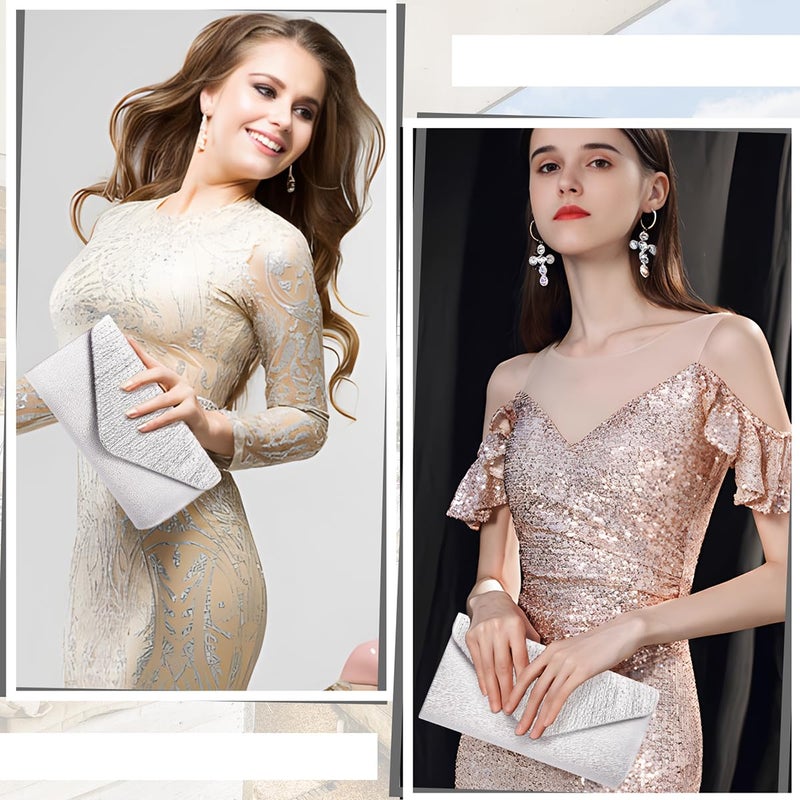 BBjinronjy Clutch Purses for Women Evening Bag Formal Rhinestone Handbags for Wedding Party Cocktail Prom Dinner Shoulder Envelope (Silver) - Image 4