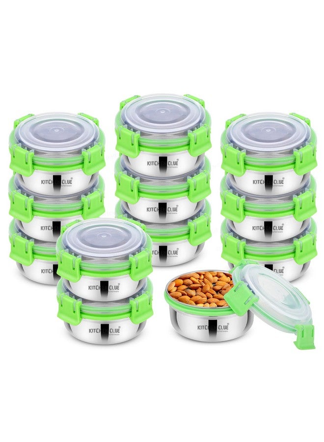 KITCHEN CLUE Stainless Steel Airtight & Leak-Proof Lock N Lock Lunch/Tiffin Box For Office School I 12 Pcs Lunch Container I 350 ML Each I 11Cm*5Cm I Bpa Free Use For Kids & Adults, Green - Image 1