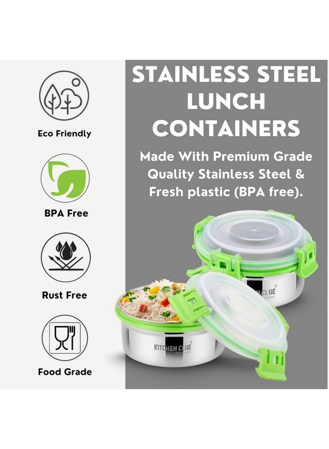 KITCHEN CLUE Stainless Steel Airtight & Leak-Proof Lock N Lock Lunch/Tiffin Box For Office School I 12 Pcs Lunch Container I 350 ML Each I 11Cm*5Cm I Bpa Free Use For Kids & Adults, Green - Image 5