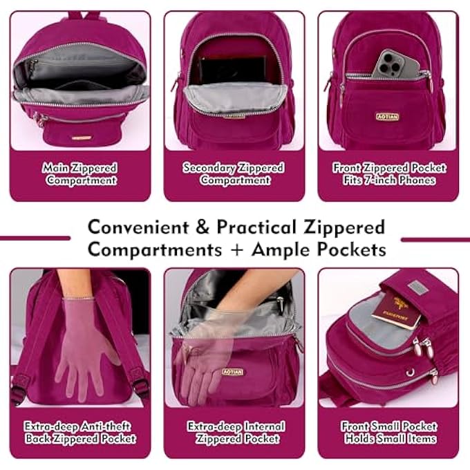 AOTIAN Nylon Lightweight Sturdy Little Casual Backpack 7 L - Image 3