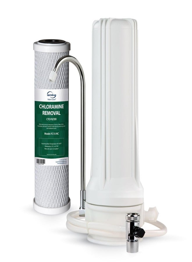 iSpring CKC1-NC SGS-Tested Countertop Water Filter, Drinking Water Filtration System for Faucet, Reduces Chloramine, Bad Odors, Sediment, and 99% of Chlorine, White (Filter Included), Pack of 1