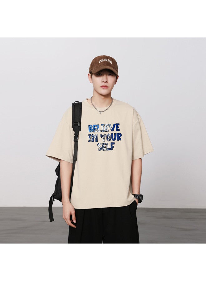 Jeanswest Short Sleeve T-shirt Unisex Summer Fashion Letter Print Loose Fit Couple Style Casual Round Neck Top - Image 5
