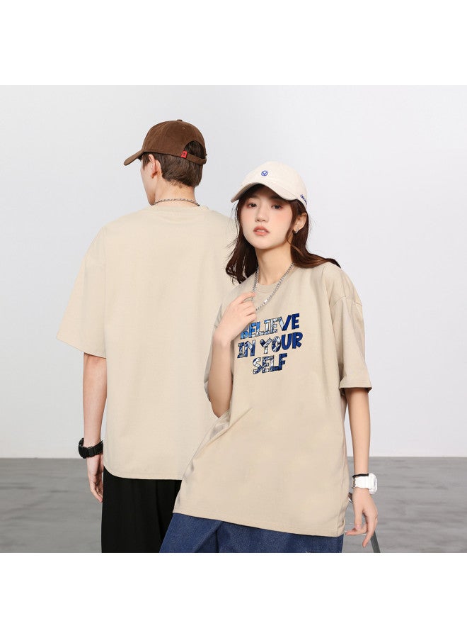 Jeanswest Short Sleeve T-shirt Unisex Summer Fashion Letter Print Loose Fit Couple Style Casual Round Neck Top - Image 2