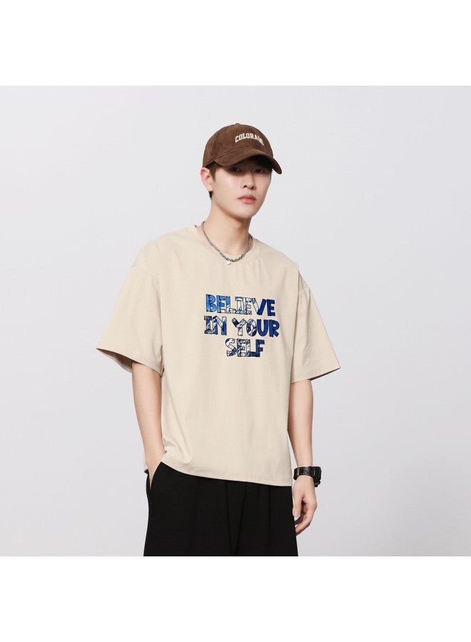 Jeanswest Short Sleeve T-shirt Unisex Summer Fashion Letter Print Loose Fit Couple Style Casual Round Neck Top - Image 3