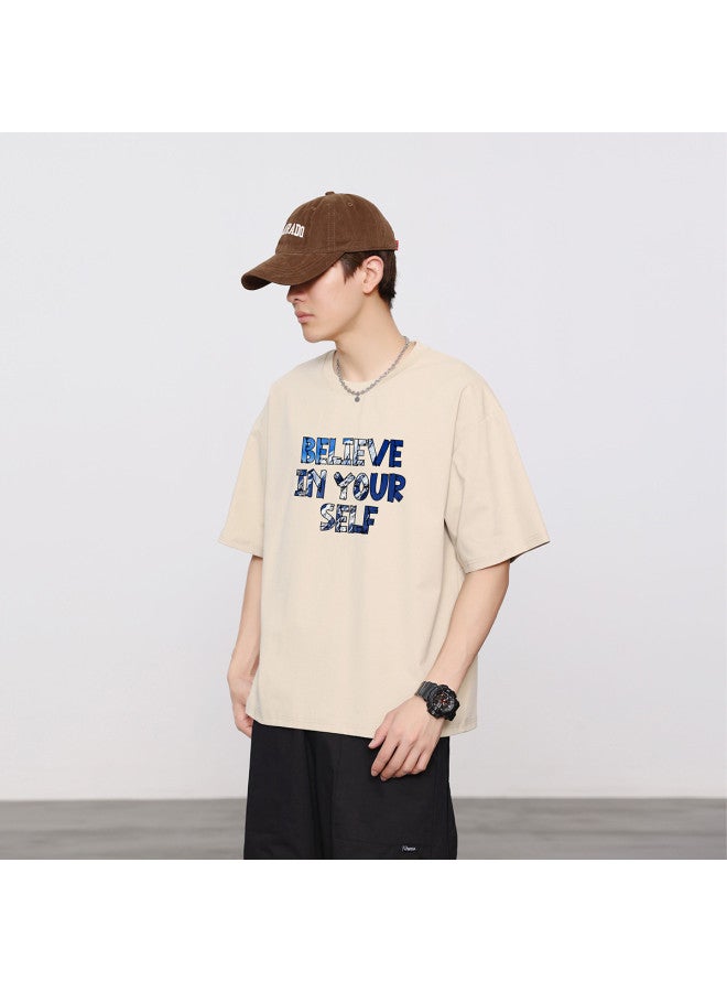 Jeanswest Short Sleeve T-shirt Unisex Summer Fashion Letter Print Loose Fit Couple Style Casual Round Neck Top - Image 4