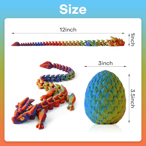 SYEFKJSA 3D Printed Dragon Eggs with Dragon Inside 12InchArticulated Fidget 3D Printed Animals Interesting Decorative Gift Easter Basket Essentials Stuffers Random Neon City - Image 5