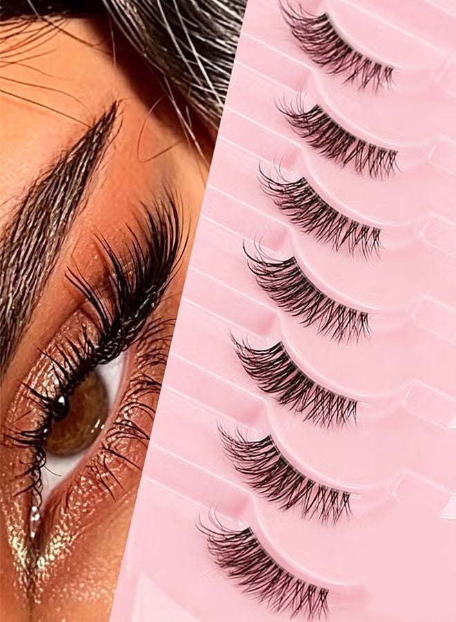 Jamal Half Lashes With Clear Band Cat-Eye Eyelashes Fluffy Wispy False Eyelashes Natural Look Handmade Soft Diy Cluster Lashes Pack 7 Pairs - Image 1