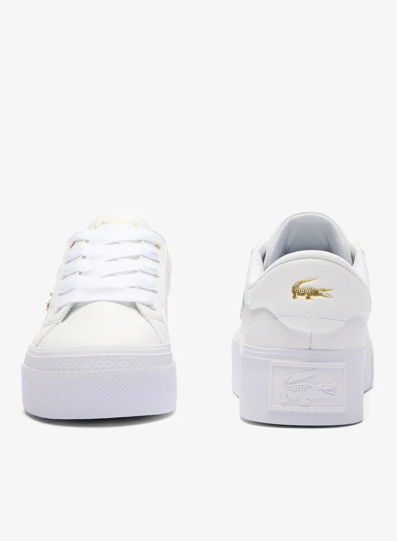 Lacoste WHT/GLD Ziane Low Top Sneakers for Women | Best Price UAE