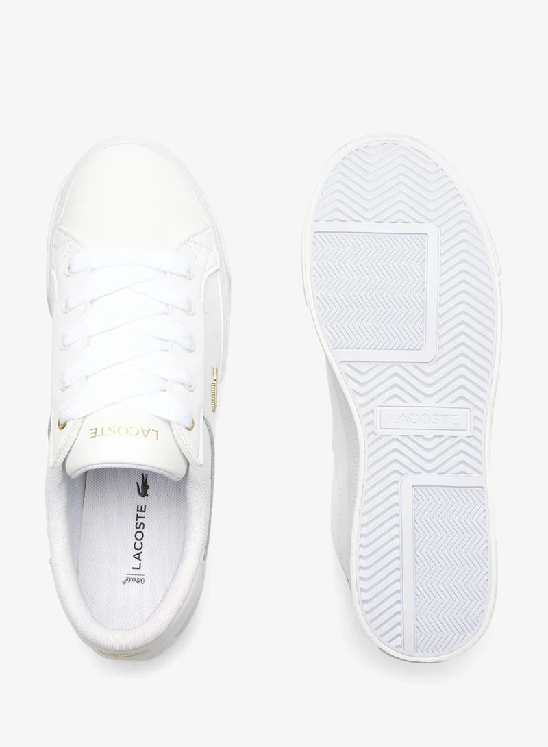 Lacoste WHT/GLD Ziane Low Top Sneakers for Women | Best Price UAE