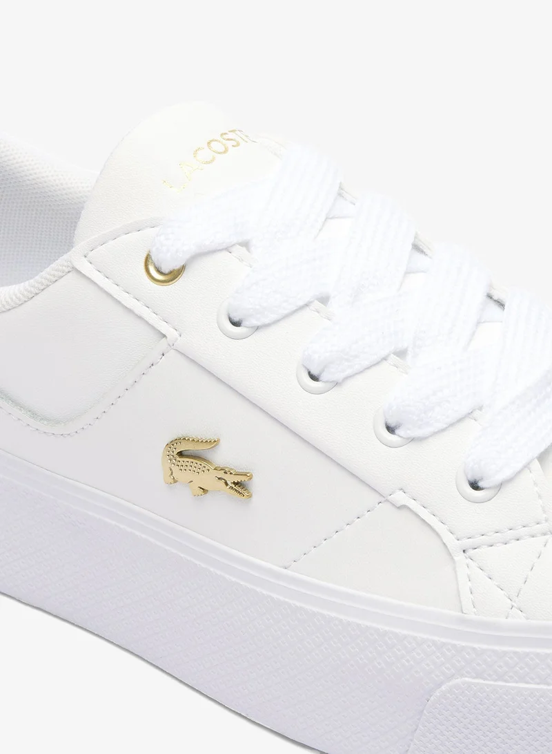 Lacoste WHT/GLD Ziane Low Top Sneakers for Women | Best Price UAE
