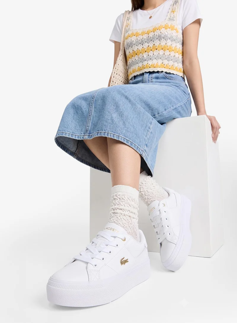 Lacoste WHT/GLD Ziane Low Top Sneakers for Women | Best Price UAE