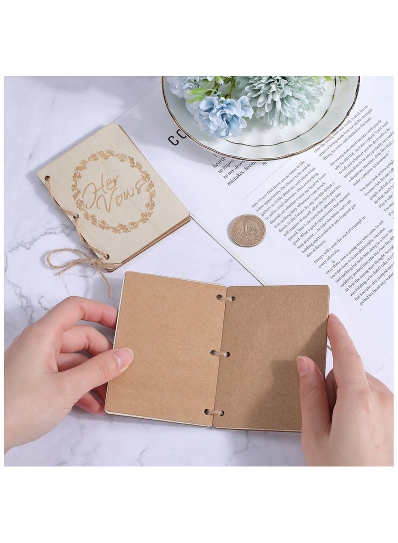SOLARAE Wooden Greeting Cards Wedding 2pcs, Vow Books Officiant Wedding Day Card, Bride and Groom Bridal Shower Gifts, Booklet Keepsake Vow Notebook Wedding Essentials, His and Hers Marriage Vows Cards - Image 3