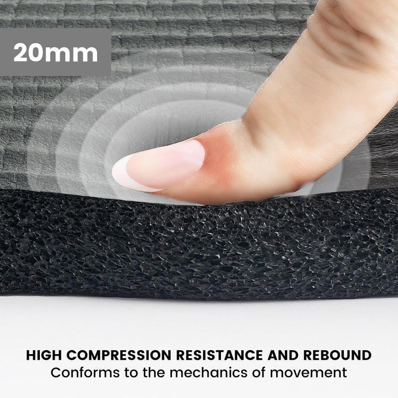 HASSLICKIT Yoga Knee Pad Cushion 0.8inch (20mm) Thick Yoga Mat with Carrier Strap, Mats for Pain Free Knees and Elbows, Workout Mats for Home Gym, Yoga, Pilates, Planks, Ab Rollers, Black - Image 3