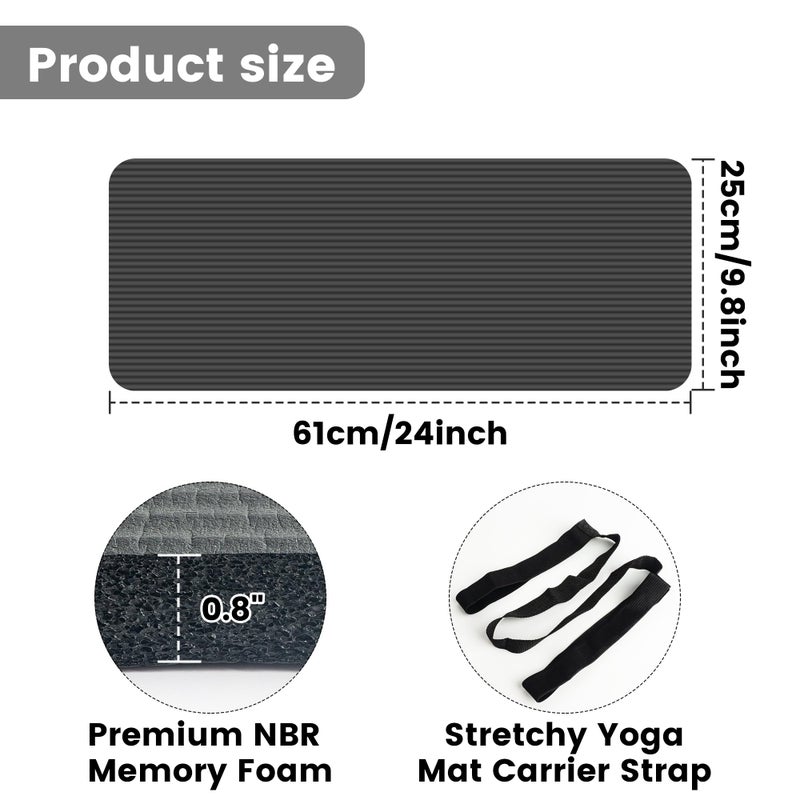 HASSLICKIT Yoga Knee Pad Cushion 0.8inch (20mm) Thick Yoga Mat with Carrier Strap, Mats for Pain Free Knees and Elbows, Workout Mats for Home Gym, Yoga, Pilates, Planks, Ab Rollers, Black - Image 2