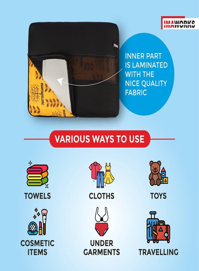 IMAWORKS 4 Set Travel Organizer Pouch Packing Cubes Luggage Organiser Set Clothes Space Savers Bags (2 Large, 1 Medium and 1 Small Cube) Black, Laminated Fabric - Image 4