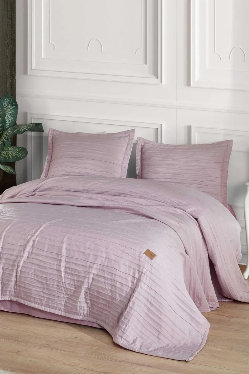 Elart Bedspread Set Double Calista Dried Rose (240X250CM) No Ironing Required