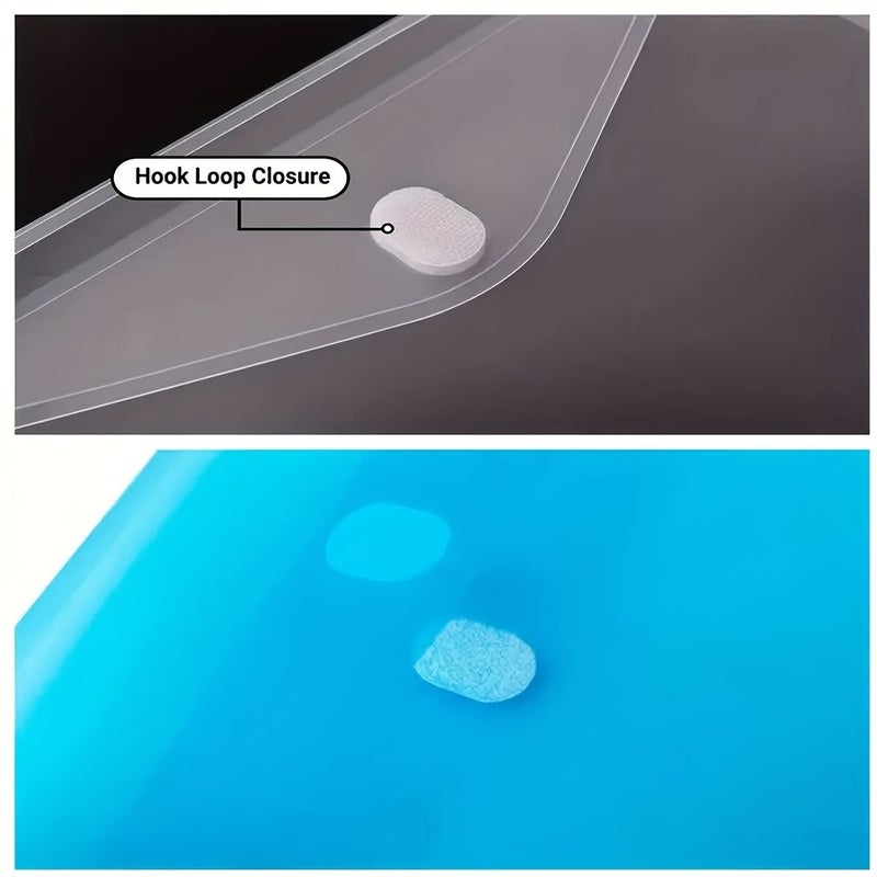 5pcs A7 Solid Color Morandi Plastic Envelopes Self Seal Hook Loop Closure Document Bags - Image 5