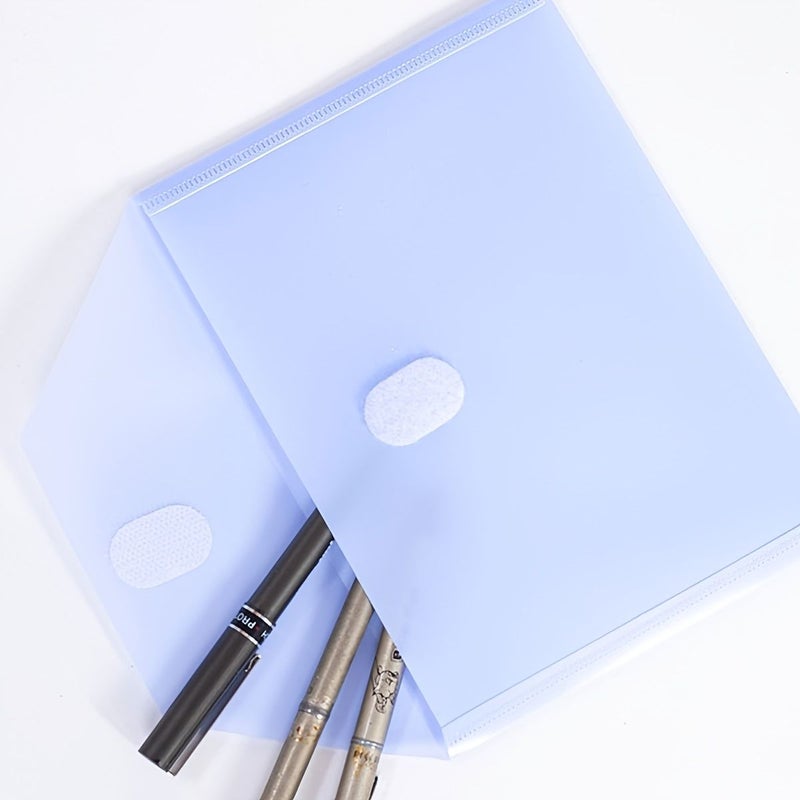 5pcs A7 Solid Color Morandi Plastic Envelopes Self Seal Hook Loop Closure Document Bags - Image 4