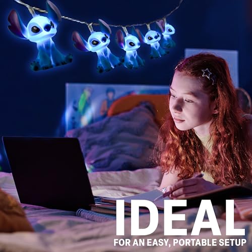 Disney Stitch LED String Lights for Kids Teens Adults 10 Battery Operated Indoor 59 Fairy Lights Room Decor Lighting Gifts for Kids Blue Stitch - Image 3