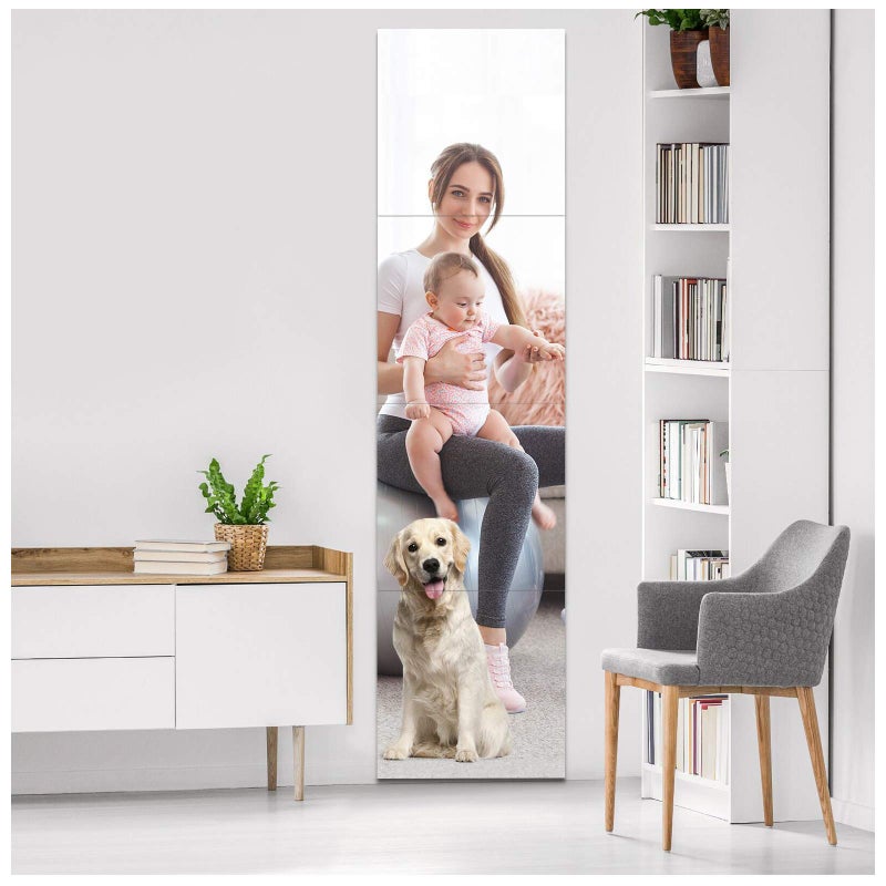 EVENLIVEÂ® Full Length Mirror Tiles, Frameless Glass Wall Mirror 12 Inch x 4 Pieces, Body Mirror, Long Mirror, Gym Mirrors for Home Gym, for Door, Closet, Room, Easy to Install - Image 4