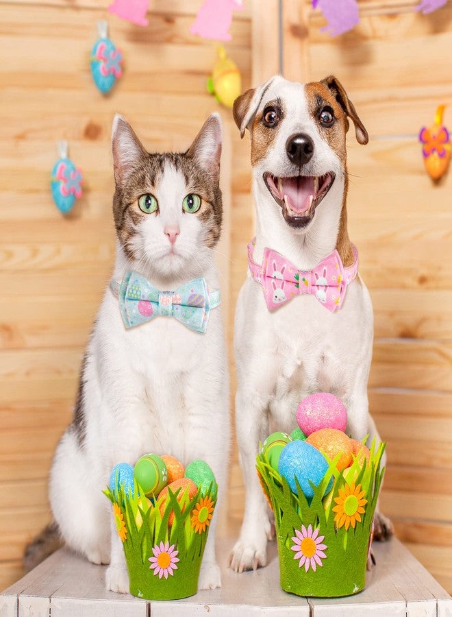 وولاين مجموعة من 4 أطواق للقطط من والين، بتصميمات عيد القديس باتريك وعيد الفصح، مزينة بفيونكة وجرس، بنقوش برسيم وأرنب وبيضة، مع آلية أمان قابلة للتعديل، مناسبة للقطط والجراء الصغيرة. - Image 5