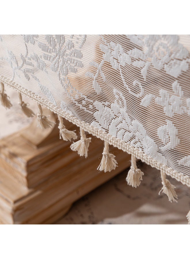 سكينة مفرش طاولة دانتيل أبيض، مفرش دانتيل مستطيل، مفرش دانتيل كلاسيكي للمناسبات، مفرش دانتيل مزخرف لحفلات الزفاف والعشاء والديكور المنزلي - Image 3